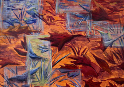 autumn leaves orange red impressionist acrylic painting by jayde haidar