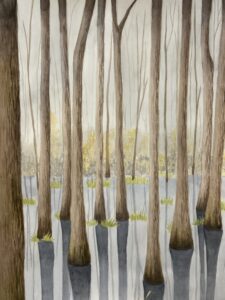 bare trees flooded forest landscape watercolor painting by jayde haidar