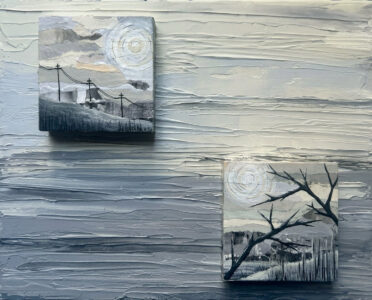 diptych mini canvas power lines tree textured acrylic by jayde haidar
