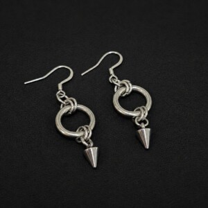 handmade hypoallergenic stainless steel o ring spike drop earrings punk grunge statement
