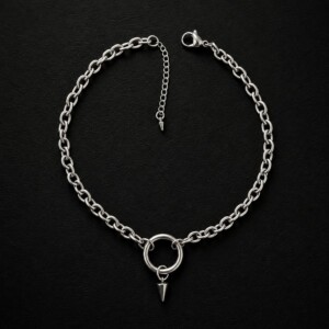 handmade stainless steel cable chain choker o ring spike pendant minimalist goth