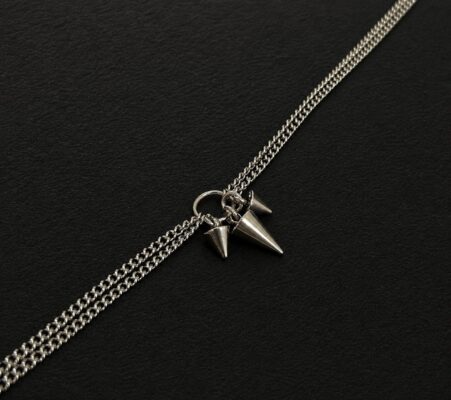 handmade stainless steel double curb chain necklace spike charm cluster pendant punk