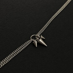 handmade stainless steel double curb chain necklace spike charm cluster pendant punk