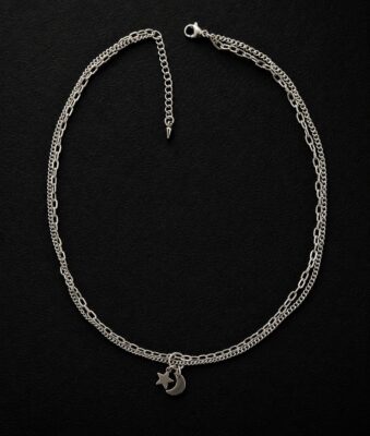 handmade stainless steel figaro layered necklace moon star charm celestial