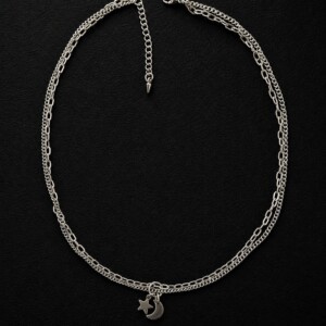 handmade stainless steel figaro layered necklace moon star charm celestial