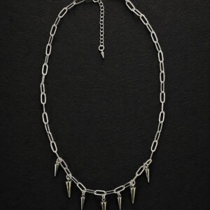 handmade stainless steel paperclip chain spike charm necklace punk rock grunge
