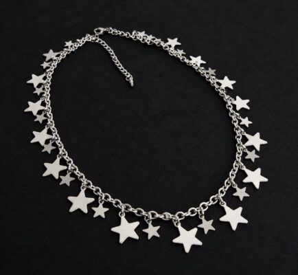 handmade stainless steel star charm statement necklace celestial witchy jewelry