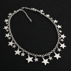 handmade stainless steel star charm statement necklace celestial witchy jewelry